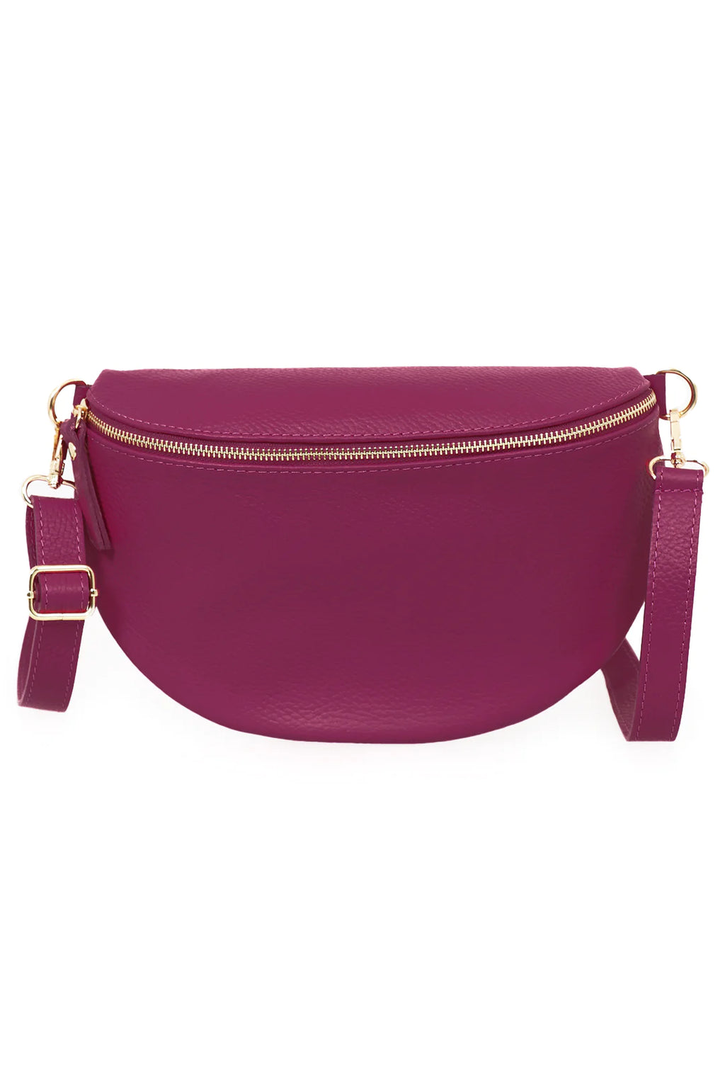 Large Berry Italian Leather Sling Bag