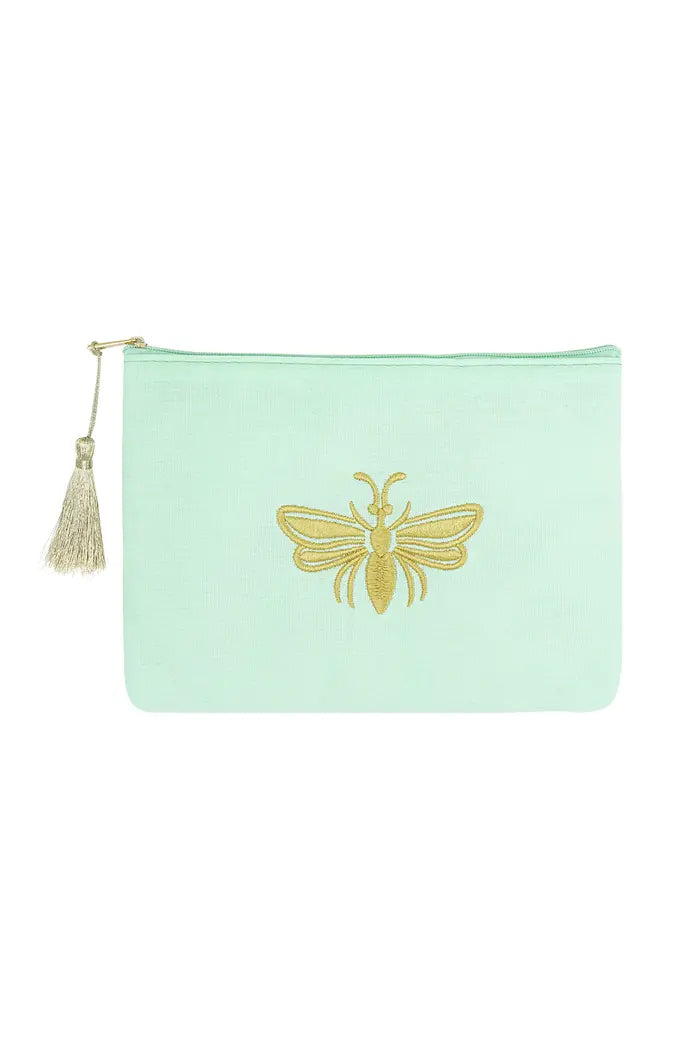 Gold Bee Make Up Pouch - Mint