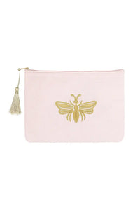 Gold Bee Make Up Pouch - Pale Pink