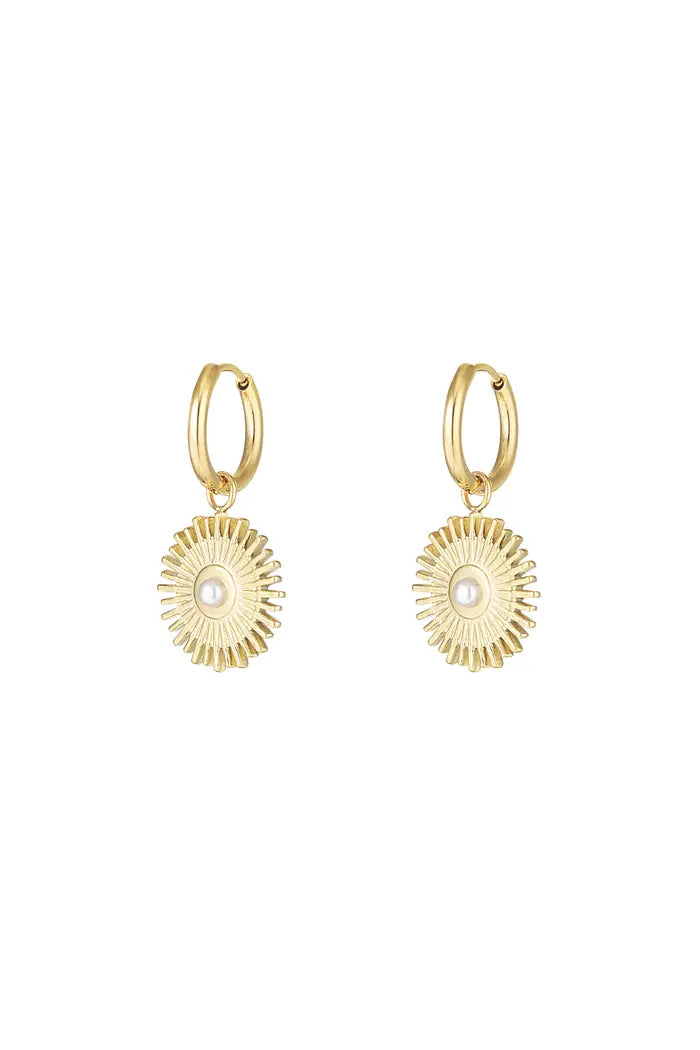 Sunburst Pearl Mini Hoops