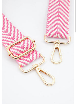 Bag Strap - Hot Pink Woven Chevron Print