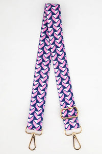 Bag Strap - Pink and Blue Geometric Chevron Print