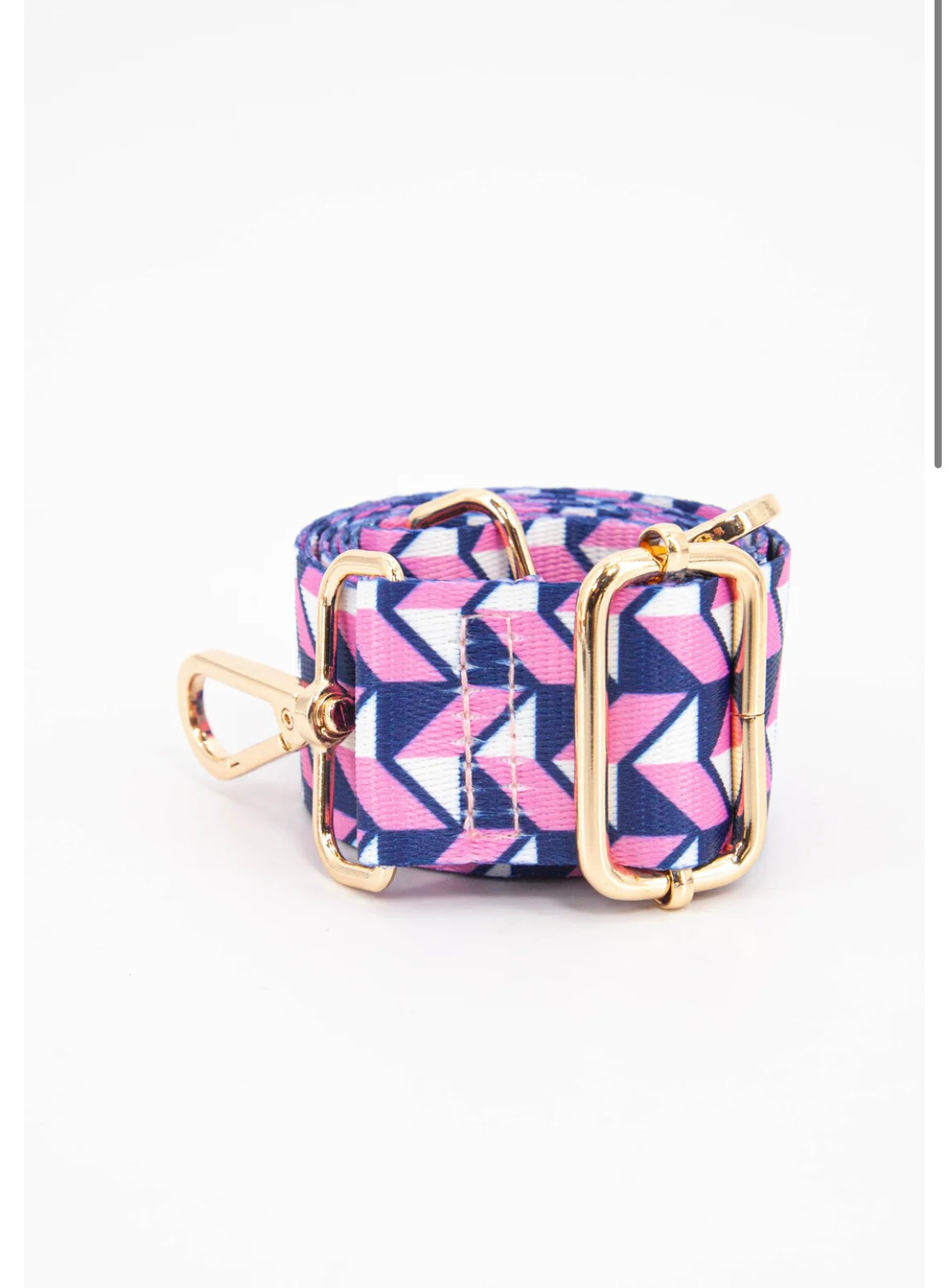 Bag Strap - Pink and Blue Geometric Chevron Print