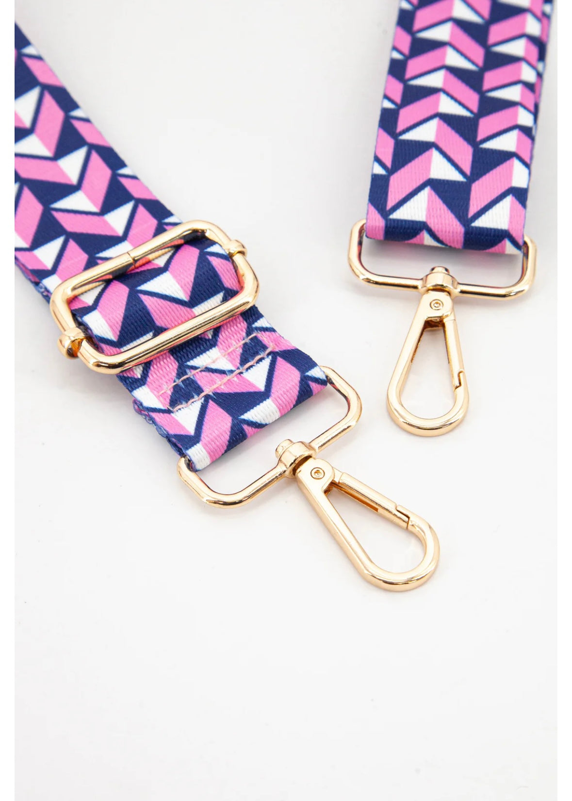 Bag Strap - Pink and Blue Geometric Chevron Print