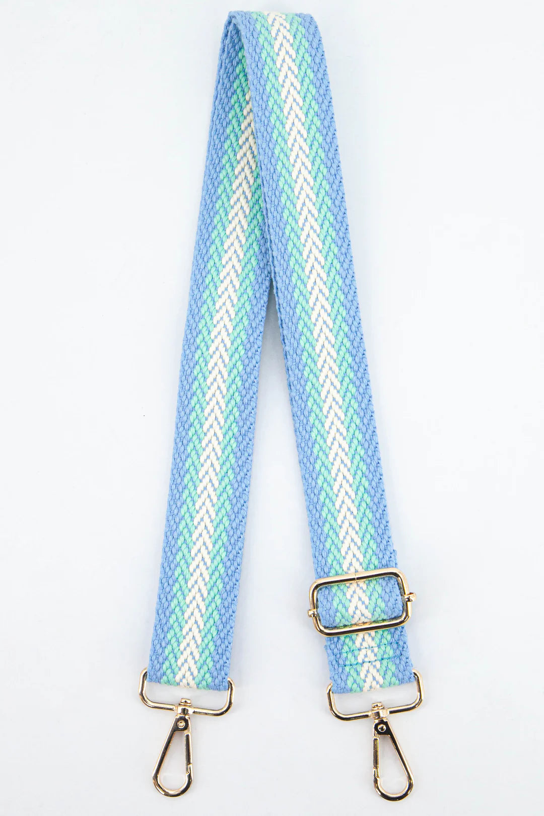 Bag Strap - Pale Blue and Green Stripe