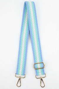 Bag Strap - Pale Blue and Green Stripe