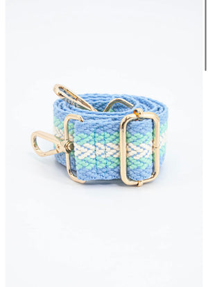 Bag Strap - Pale Blue and Green Stripe