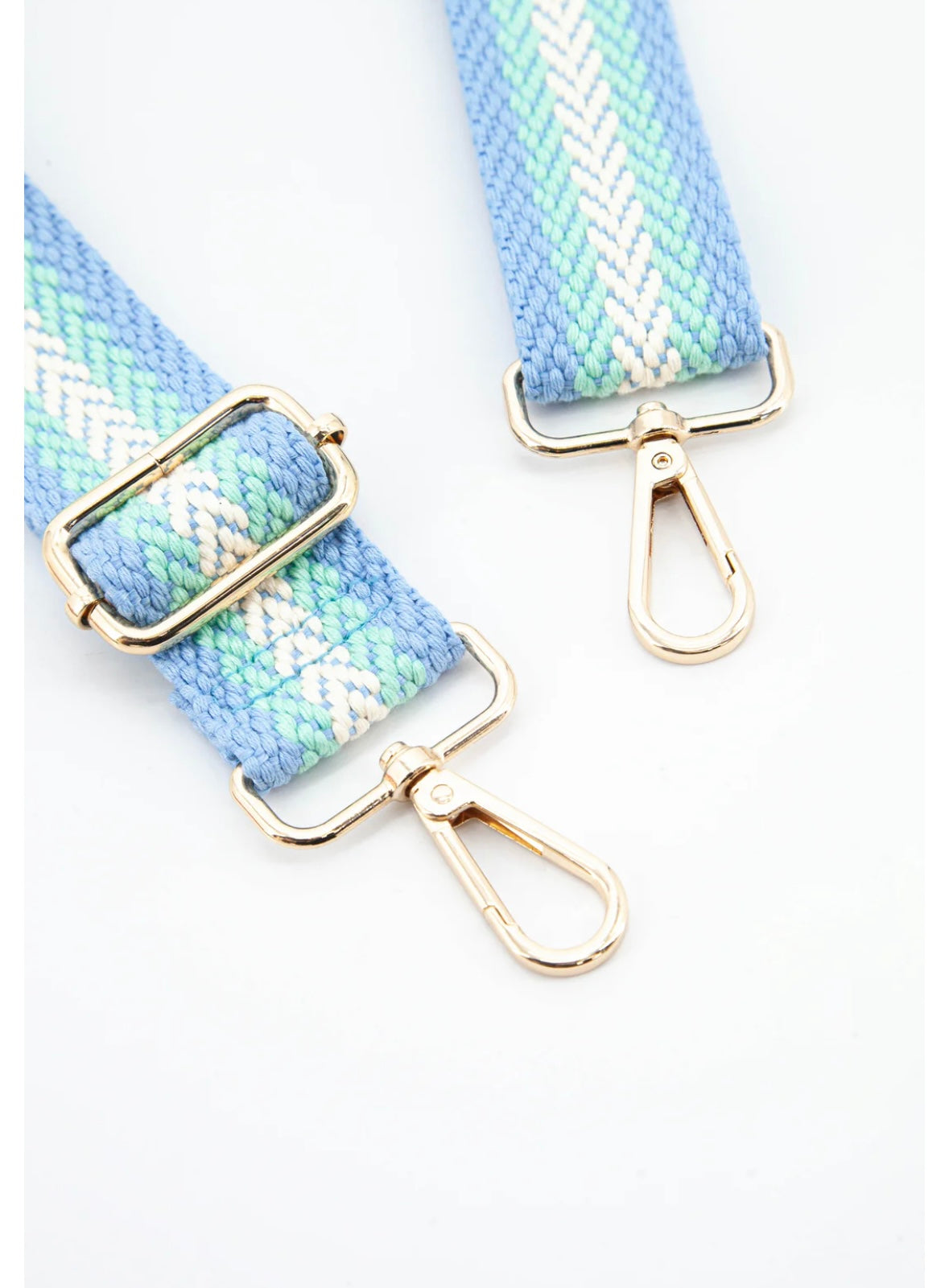 Bag Strap - Pale Blue and Green Stripe