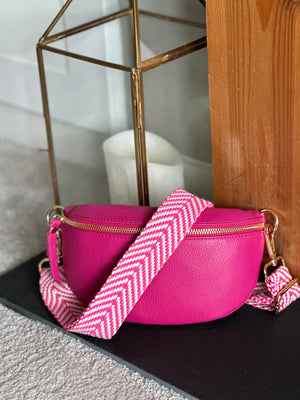 Small Pink Italian Leather Sling Bag