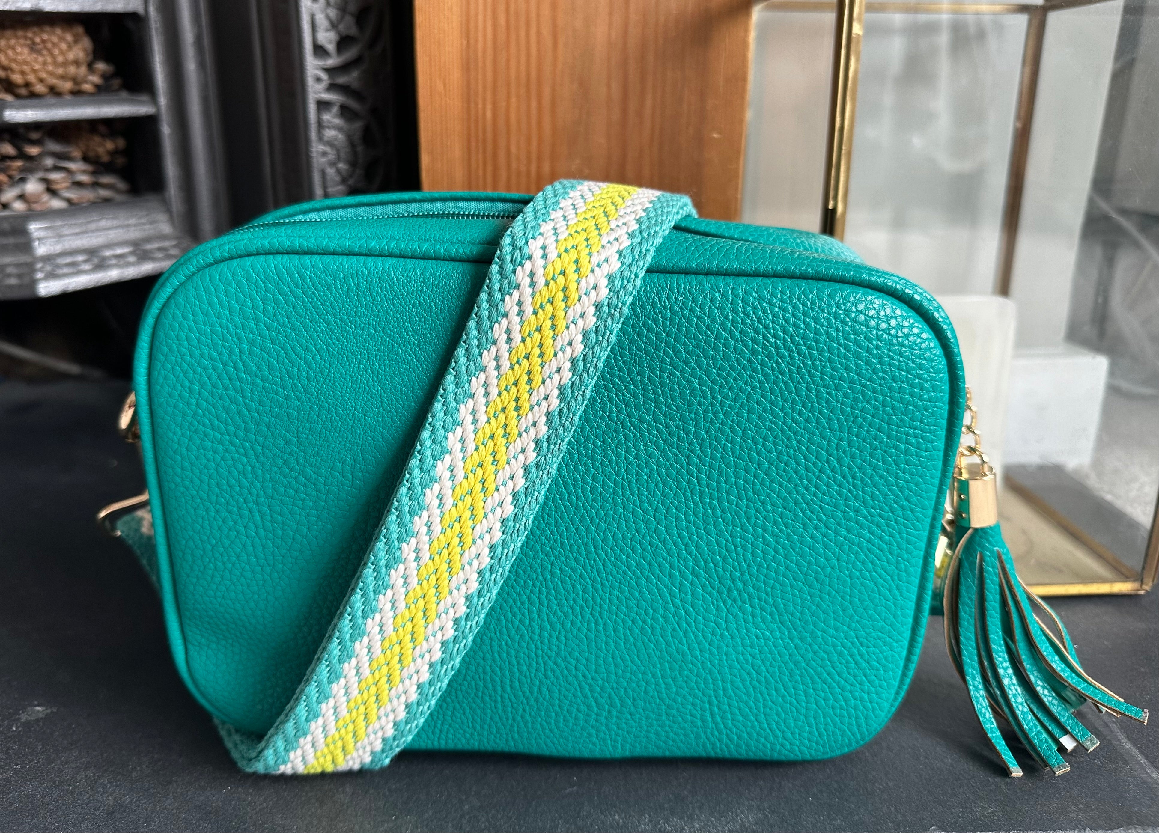 Bag Strap - Turquoise and Lime Stripe