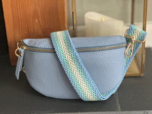 Bag Strap - Pale Blue and Green Stripe