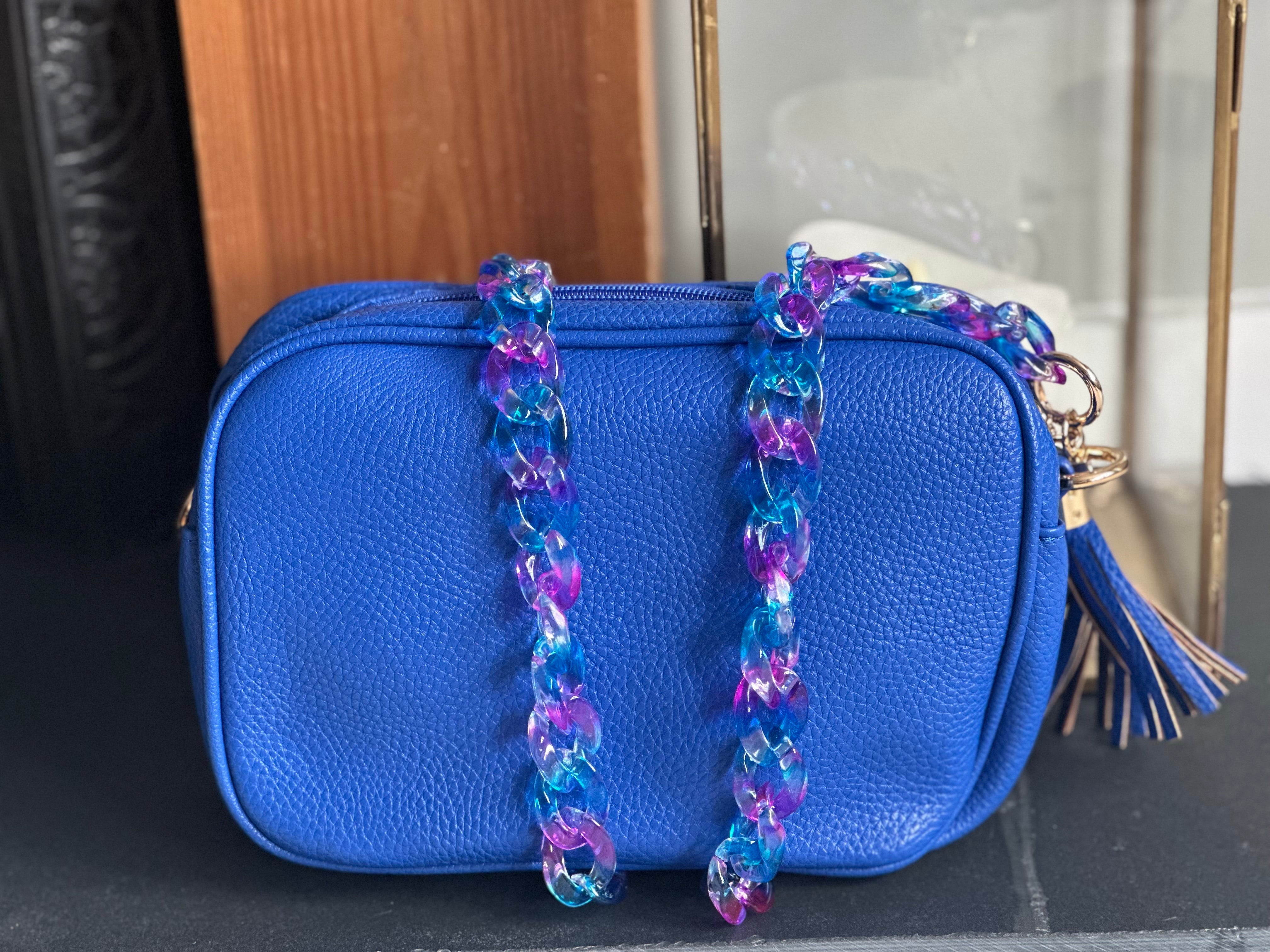 Bag Strap - Blue and Violet Curb Chain Link