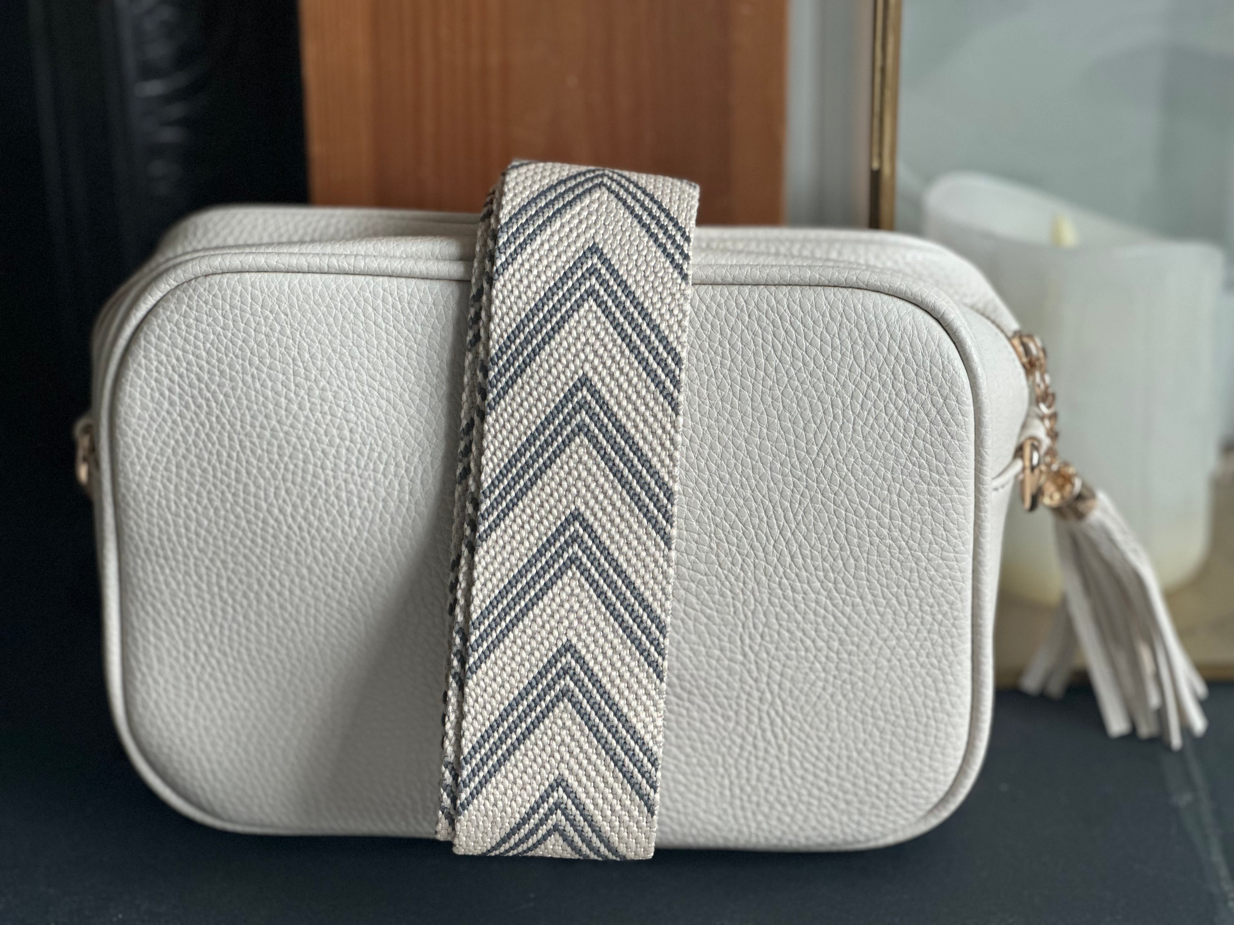 Bag Strap - Grey Woven Chevron