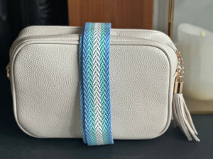 Bag Strap - Pale Blue and Green Stripe