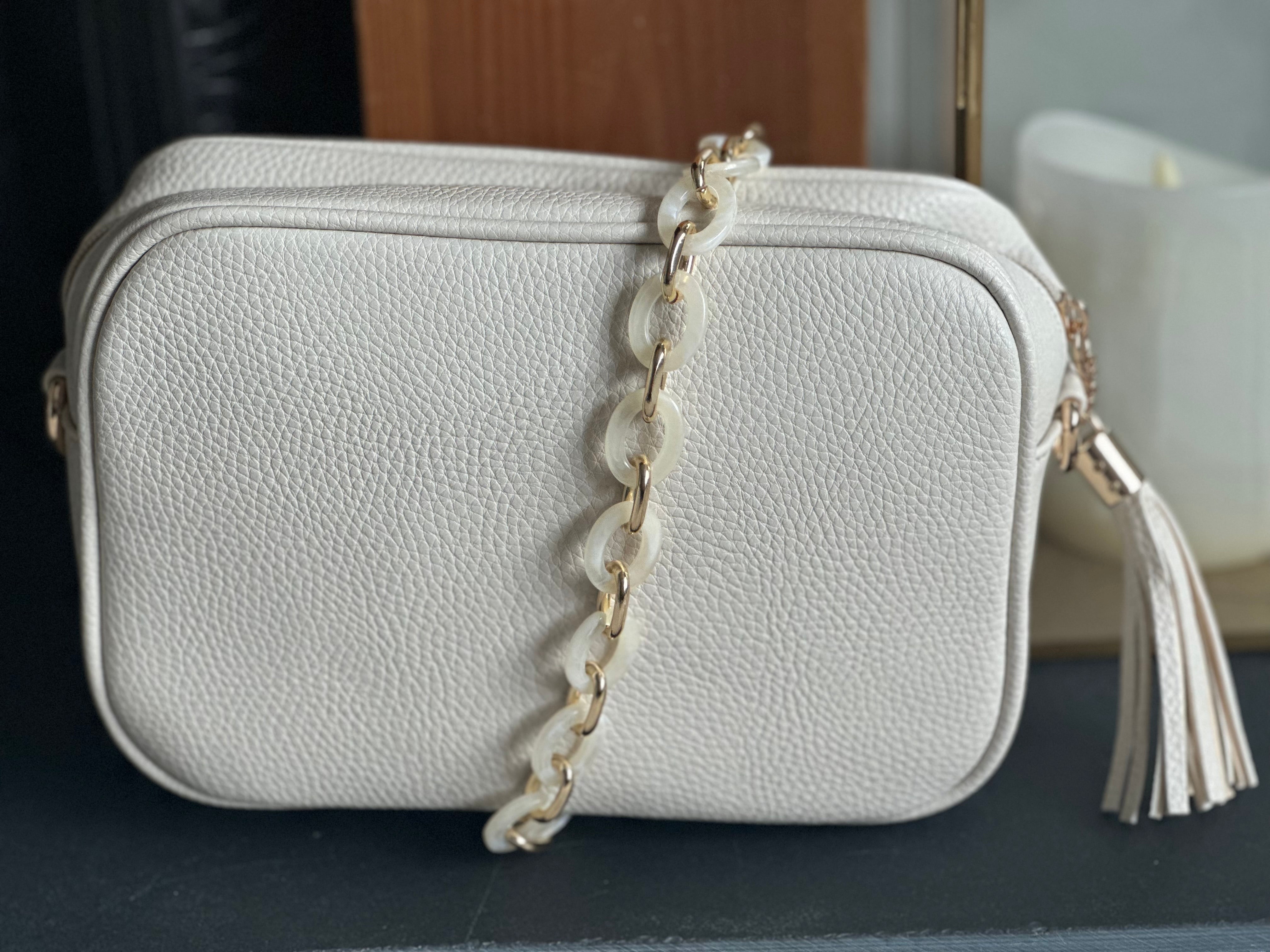 Beige Camera Crossbody Bag