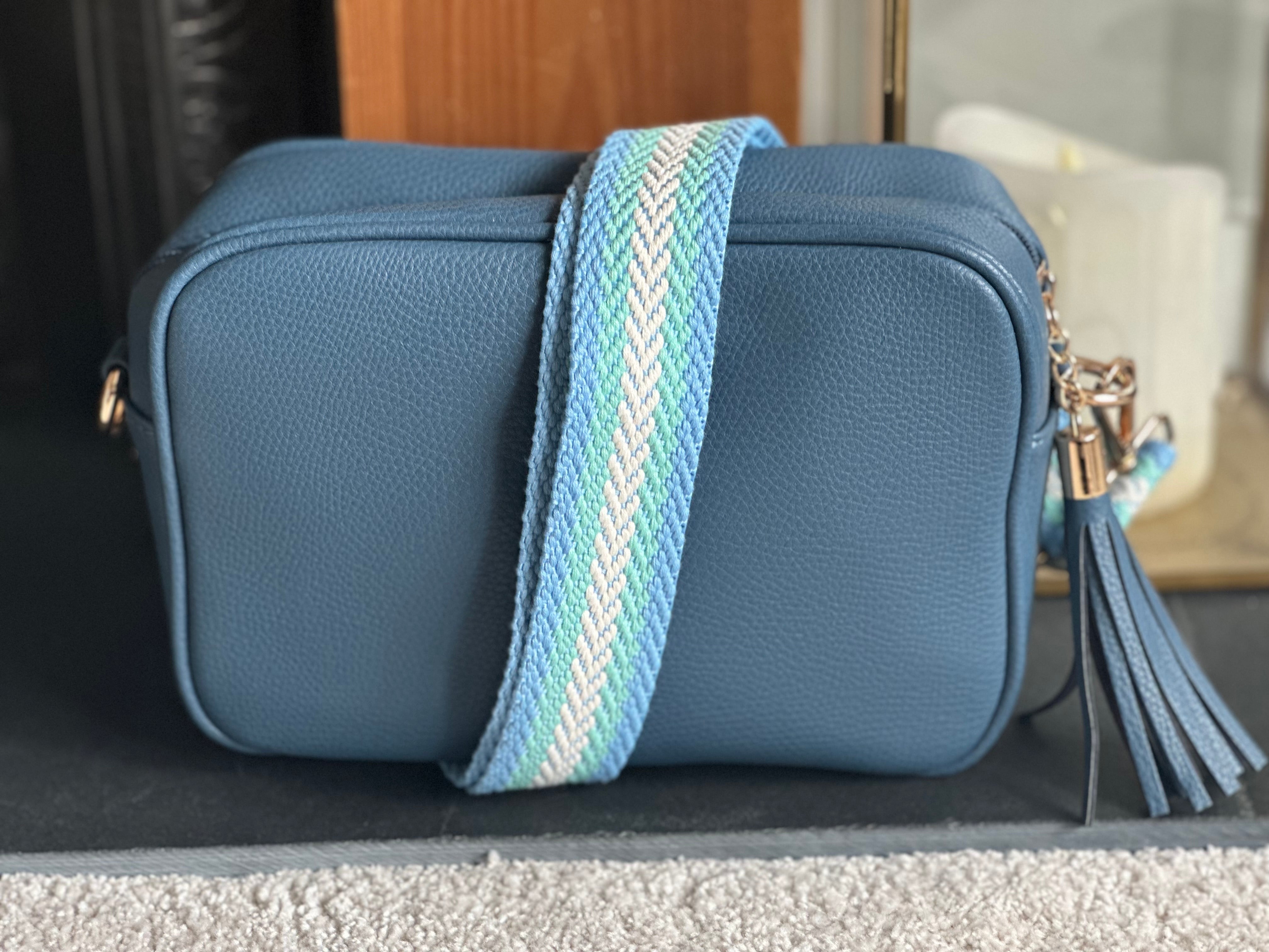 Bag Strap - Pale Blue and Green Stripe