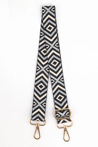 Bag Strap - Cleo Grey Woven Aztec