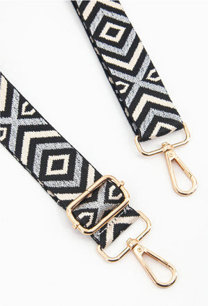 Bag Strap - Cleo Grey Woven Aztec