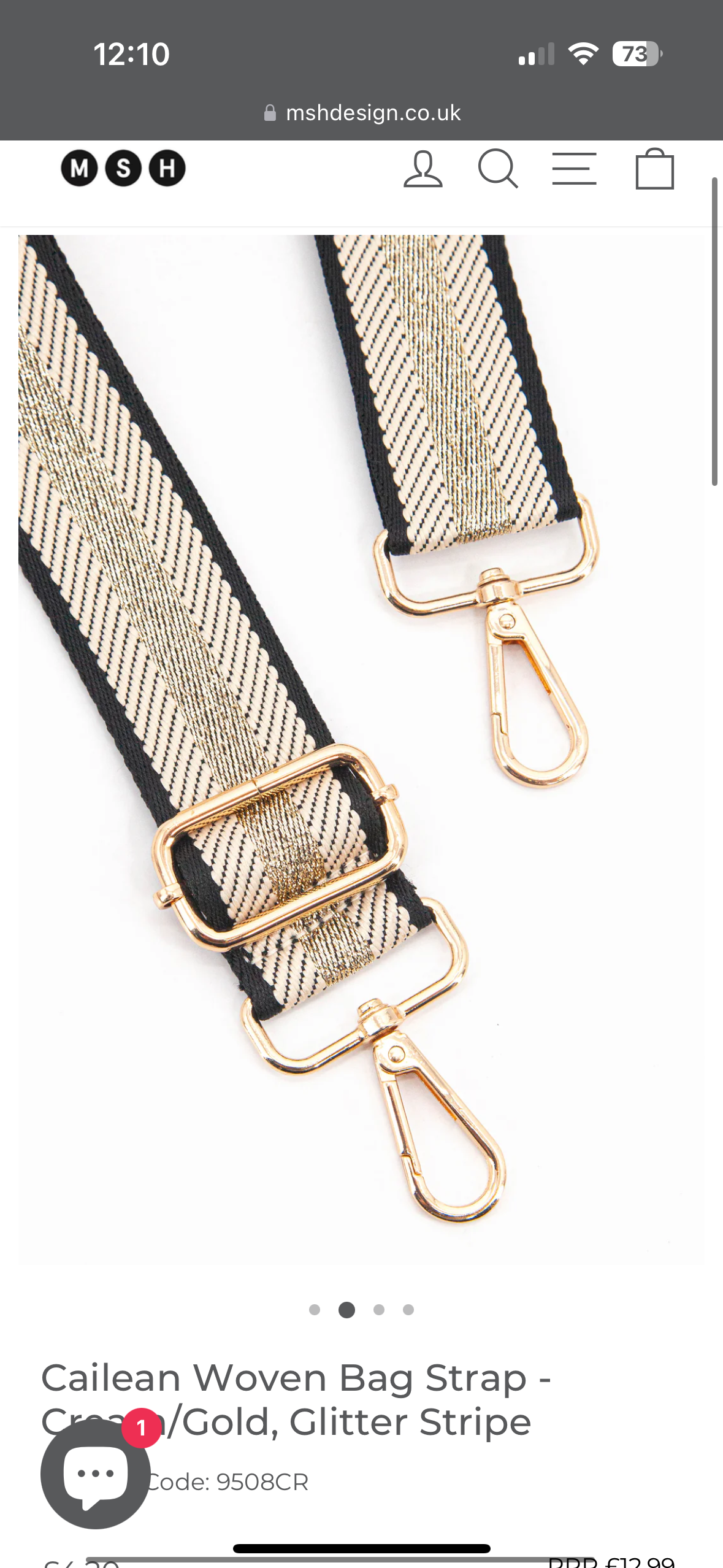 Bag Strap - Cailean Woven Cream/Gold