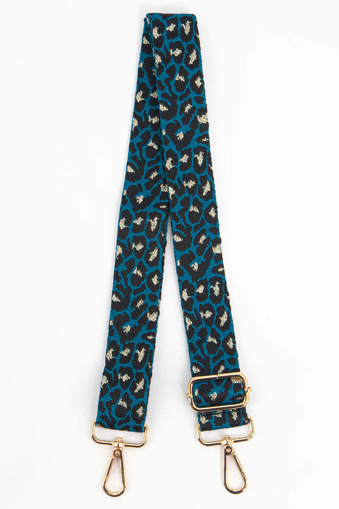 Bag Strap - Gretal Woven Blue/Black Animal Print