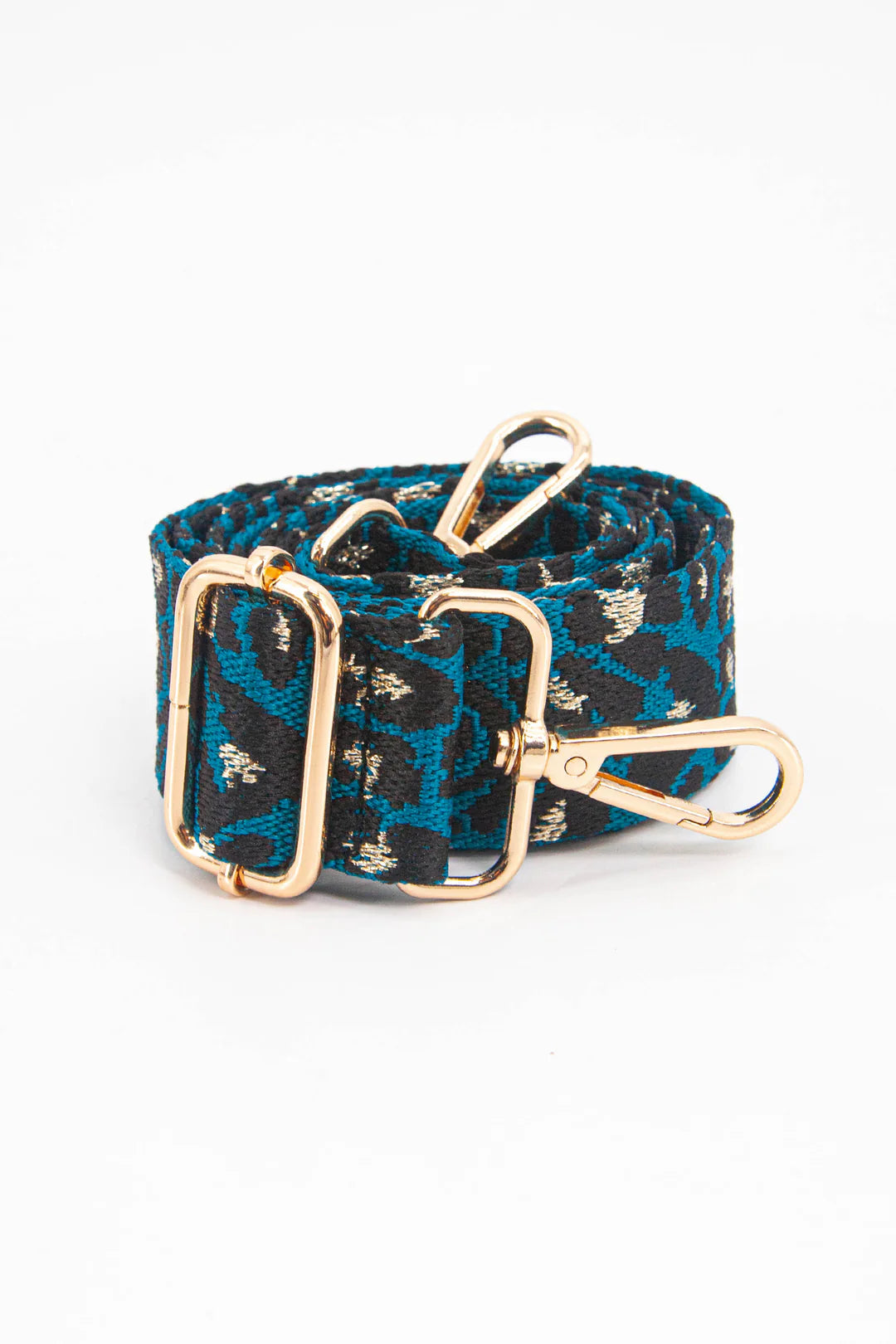 Bag Strap - Gretal Woven Blue/Black Animal Print