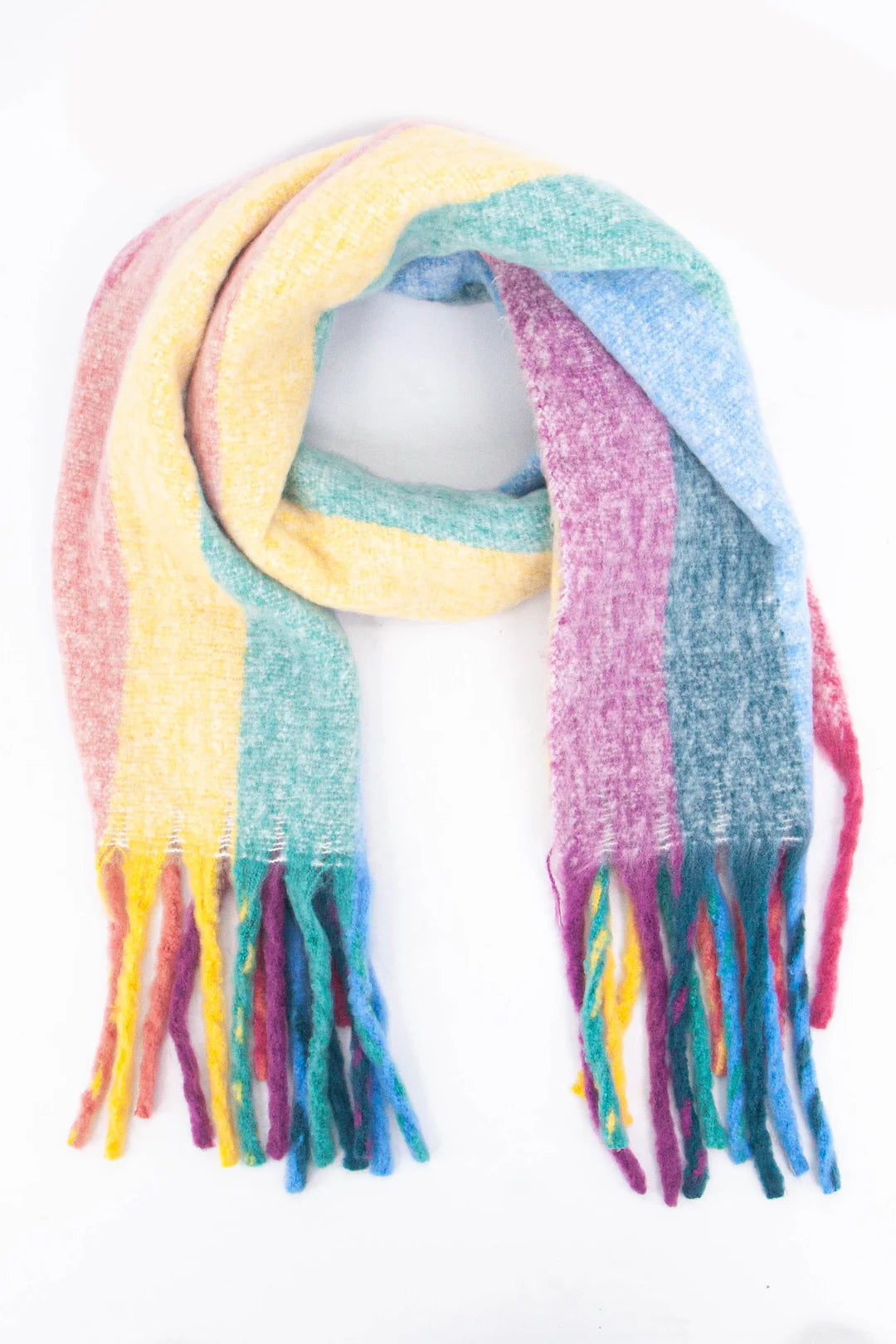 Eliza Heavyweight Scarf - Multi Rainbow Stripe