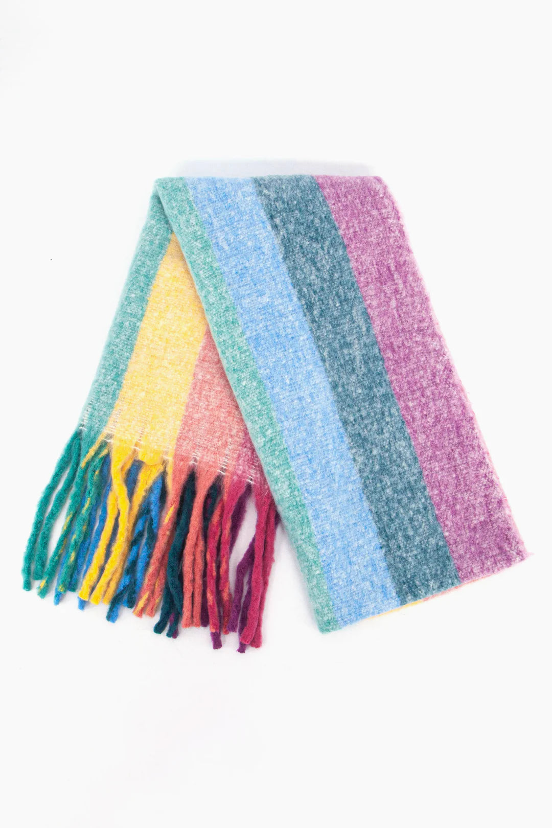 Eliza Heavyweight Scarf - Multi Rainbow Stripe