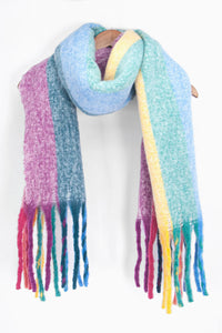 Eliza Heavyweight Scarf - Multi Rainbow Stripe