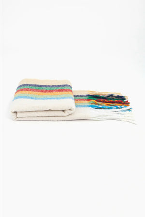 Shelly Heavyweight Scarf - Cream/Rainbow Stripe