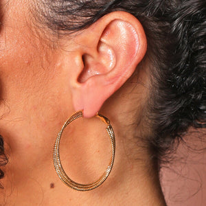 Dotted Triple Twisted Hoops - Gold