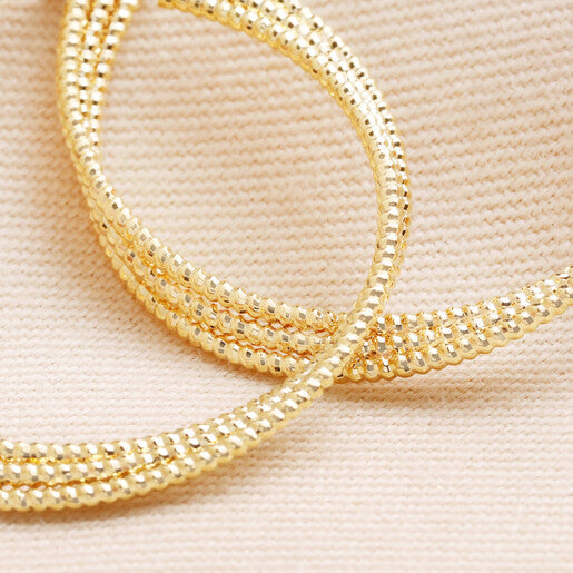 Dotted Triple Twisted Hoops - Gold