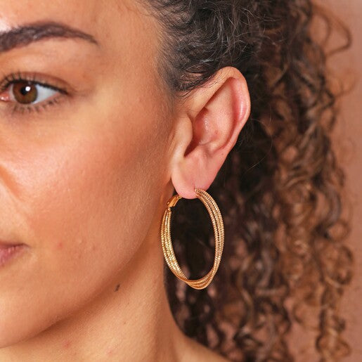 Dotted Triple Twisted Hoops - Gold