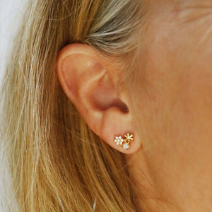 Double Flower Studs with Opal