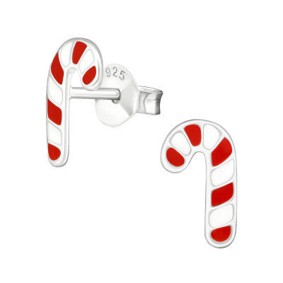 Sterling Silver Candy Cane Studs