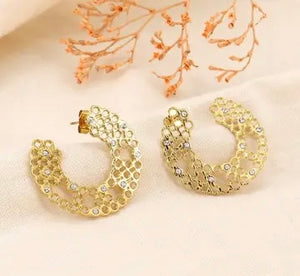 Flat Open Hoops with Rhinestone