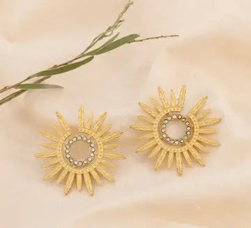 Sunburst Studs with Rhinestone