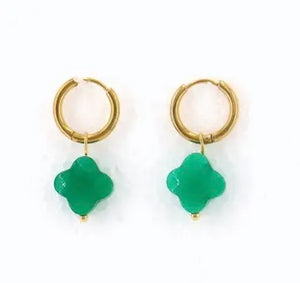 Clover Mini Hoop Earrings - Green