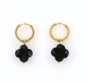 Clover Mini Hoop Earrings - Black