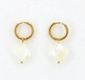 Clover Mini Hoop Earrings - Natural