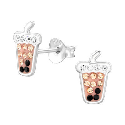 Sterling Silver Bubble Tea Studs