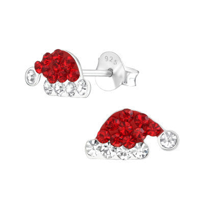 Sterling Silver Santa Hat Earrings