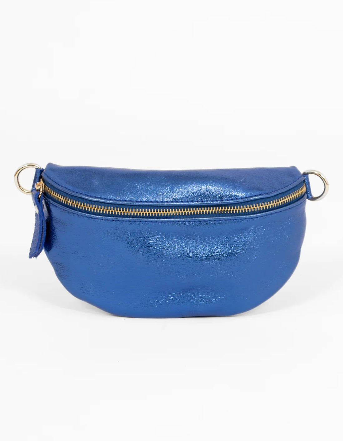 Small Metallic Blue Italian Leather Sling Bag