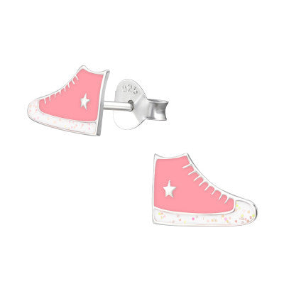 Sterling Silver Pink Sneaker Earrings