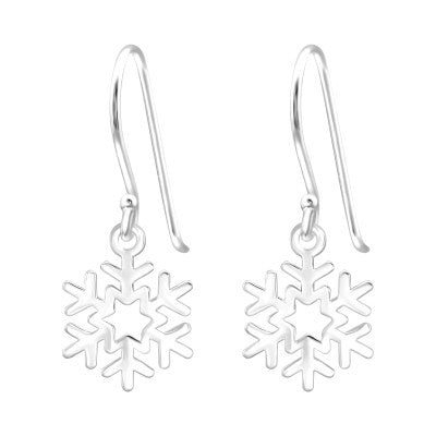 Sterling Silver Snowflake Dangle Earrings