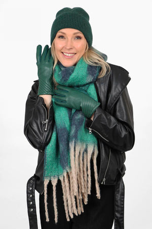 Green/Blue Large Leopard Print Scarf