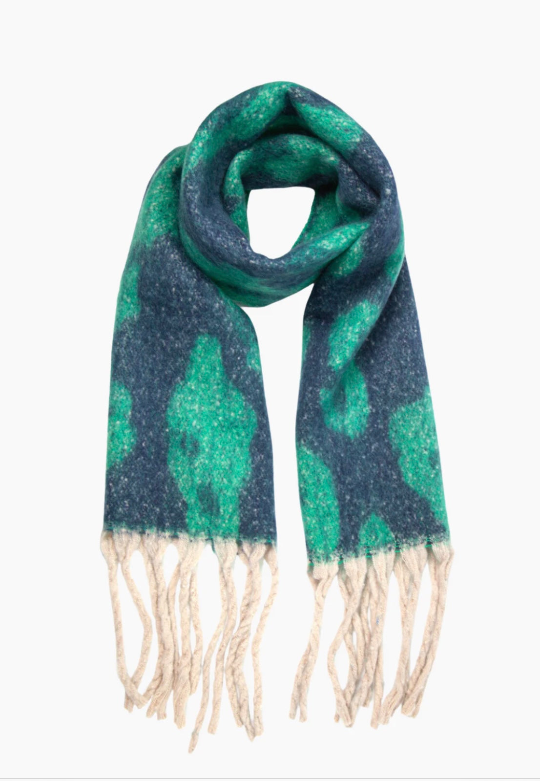 Green/Blue Large Leopard Print Scarf