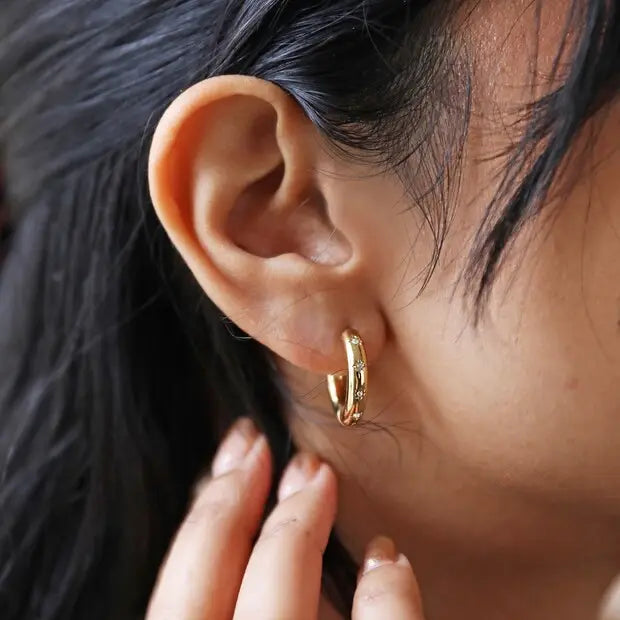 Gold Chunky Crystal Hoop Earrings