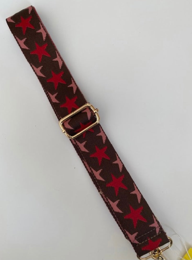 Bag Strap - Brown/Red Star