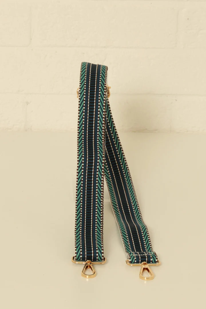 Bag Strap - Navy/Teal Diagonal Stripe