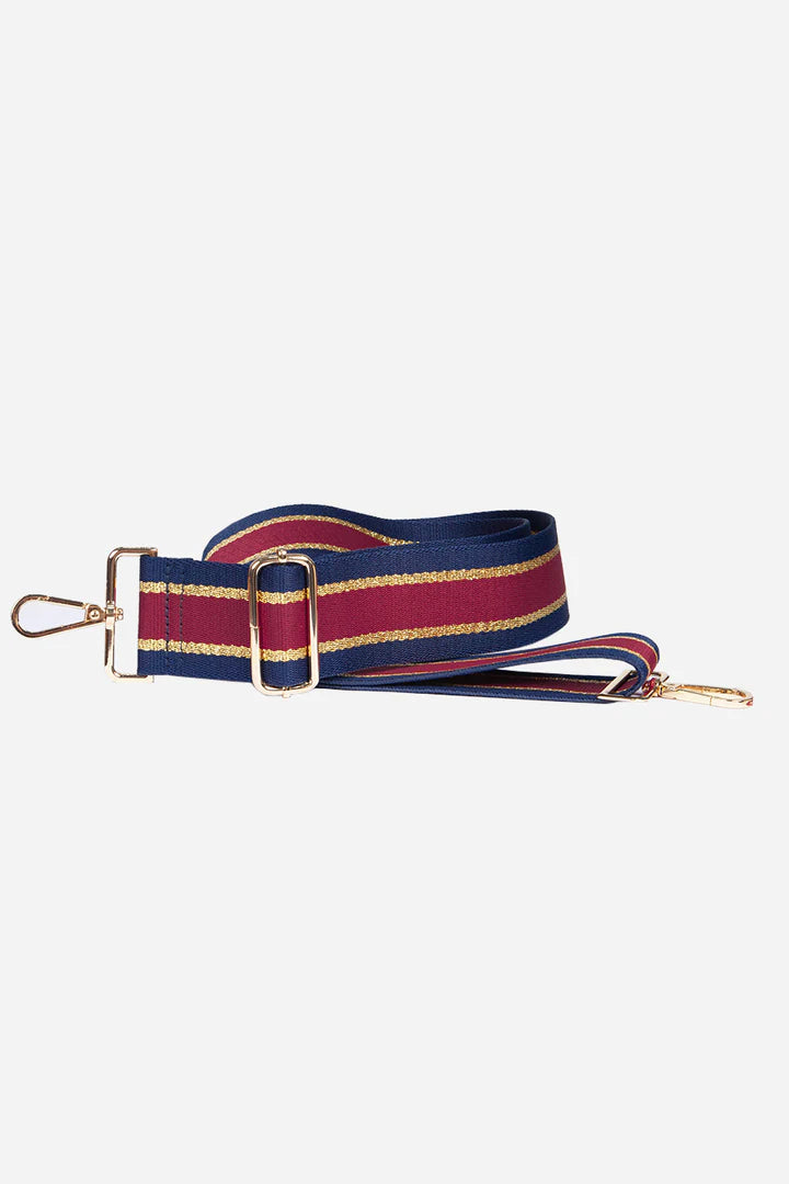 Bag Strap - Navy/Red Glitter Stripe